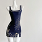 Charming Mermaid Square Satin Sequin Beads Short Homecoming Dress 22th Birthday Outfits C4596