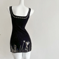 Charming Mermaid Square Satin Sequin Beads Short Homecoming Dress 22th Birthday Outfits C4596