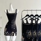 Charming Mermaid Square Satin Sequin Beads Short Homecoming Dress 22th Birthday Outfits C4596