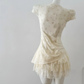 Pretty 18th A Line Satin Lace Short Sleeves Short Homecoming Dress Birthday Outfits C4599