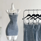 Chic 18th Mermaid Spaghetti Straps Denim Satin Lace Short Homecoming Dress Birthday Outfits C4600