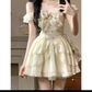 Chic A Line Off The Shoulder Satin Lace Short Homecoming Dress 17th Birthday Outfits C4614