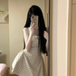 Princess A Line Square Satin Polka Dots Short Homecoming Dress 17th Birthday Outfits C4615