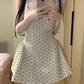 Princess A Line Square Satin Polka Dots Short Homecoming Dress 17th Birthday Outfits C4615