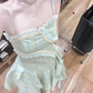 Pretty A Line Spaghetti Straps Satin Ruffles Short Homecoming Dress 17th Birthday Outfits C4616