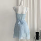 Cute Pale Blue A Line Spaghetti Straps Chiffon Tiered Short Homecoming Dress 17th Birthday Outfits C4618