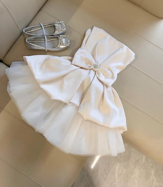 Princess A Line Strapless Satin Tulle Beads Short Homecoming Dress 18th Birthday Outfits C4624