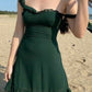 Dark Green Mermaid Spaghetti Straps Satin Chiffon Short Homecoming Dress 18th Birthday Outfits C4628