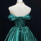 Robe de soirée courte en satin vert foncé à épaules dénudées, coupe trapèze, tenue pour 21e anniversaire, C4630