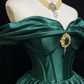 Robe de soirée courte en satin vert foncé à épaules dénudées, coupe trapèze, tenue pour 21e anniversaire, C4630