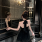 Chic A Line Halter Black Tulle Sequin Short Homecoming Dress 18th Birthday Outfits C4633