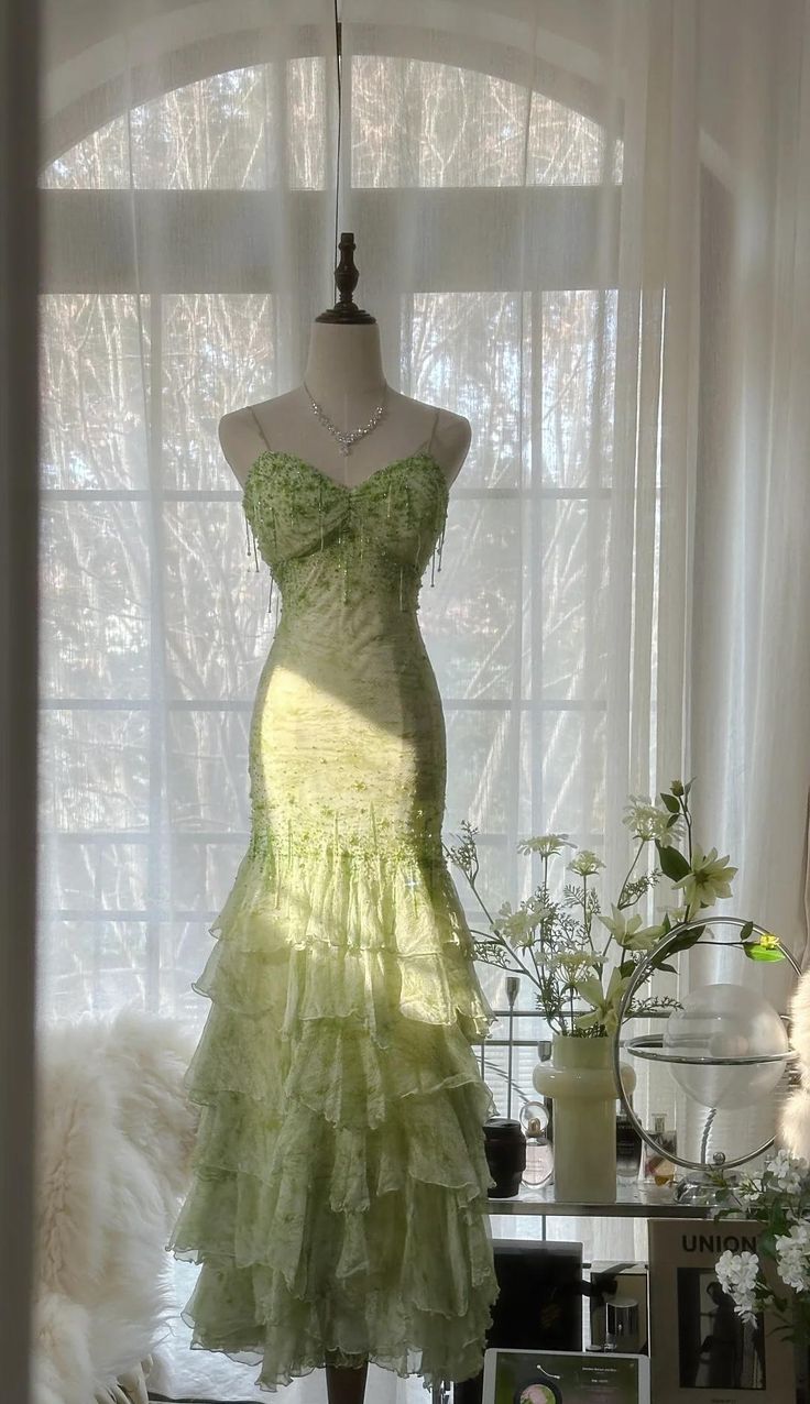 Stunning Mermaid Spaghetti Straps Satin Chiffon Sequin Beads Long Prom Dresses Formal Dress C4637