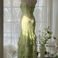 Stunning Mermaid Spaghetti Straps Satin Chiffon Sequin Beads Long Prom Dresses Formal Dress C4637