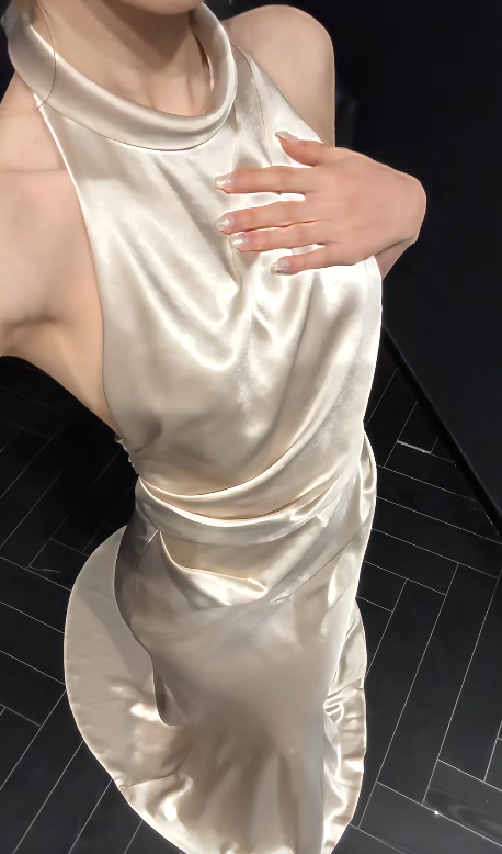 Robe de bal longue en satin, luxueuse, décolleté en V profond, style sirène, C4647