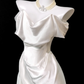 Robe de bal longue en satin, simple et élégante, style sirène, épaules dénudées, C4648