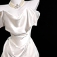 Robe de bal longue en satin, simple et élégante, style sirène, épaules dénudées, C4648