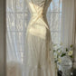 Robe de bal longue en satin et mousseline de soie, col en V, style sirène, unique, C4650