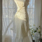 Robe de bal longue en satin et mousseline de soie, col en V, style sirène, unique, C4650