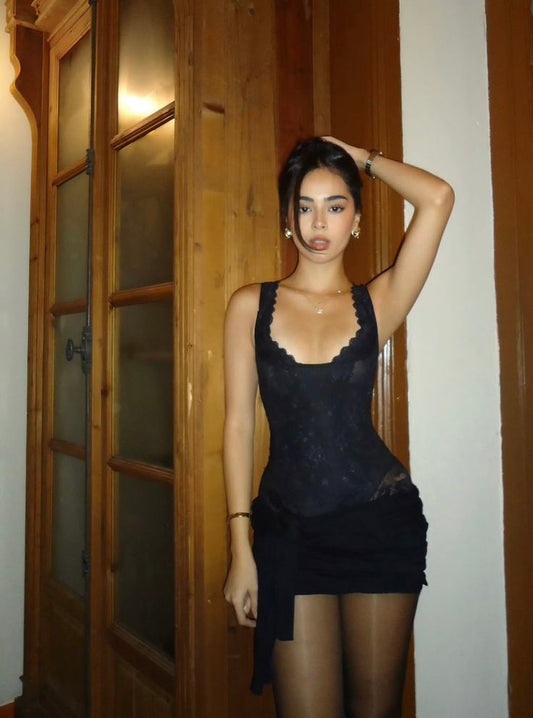 Sexy Mermaid Black Satin Lace Short Homecoming Dress 20th Birthday Outfits C4689