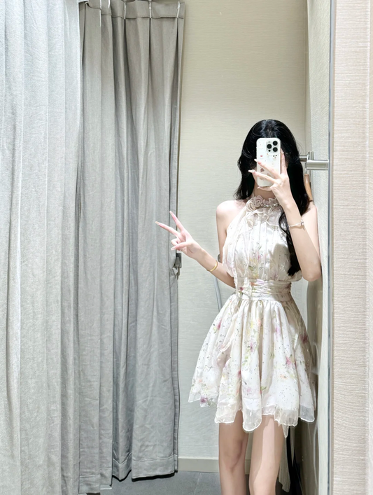 Classy A Line Halter Satin Short Homecoming Dress 20th Birthday Outfits C4692