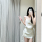 Pretty Mermaid Spaghetti Straps Satin Short Homecoming Dress 20th Birthday Outfits C4696