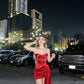 Red Mermaid Strapless Satin Pleated Short Homecoming Dress 19th Birthday Outfits C4701