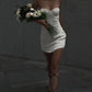Classy Mermaid Strapless Satin Short Homecoming Dress 19th Birthday Outfits C4702
