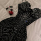 Stunning Mermaid Spaghetti Straps Black Satin Beads Short Homecoming Dress 20th Birthday Outfits C4711