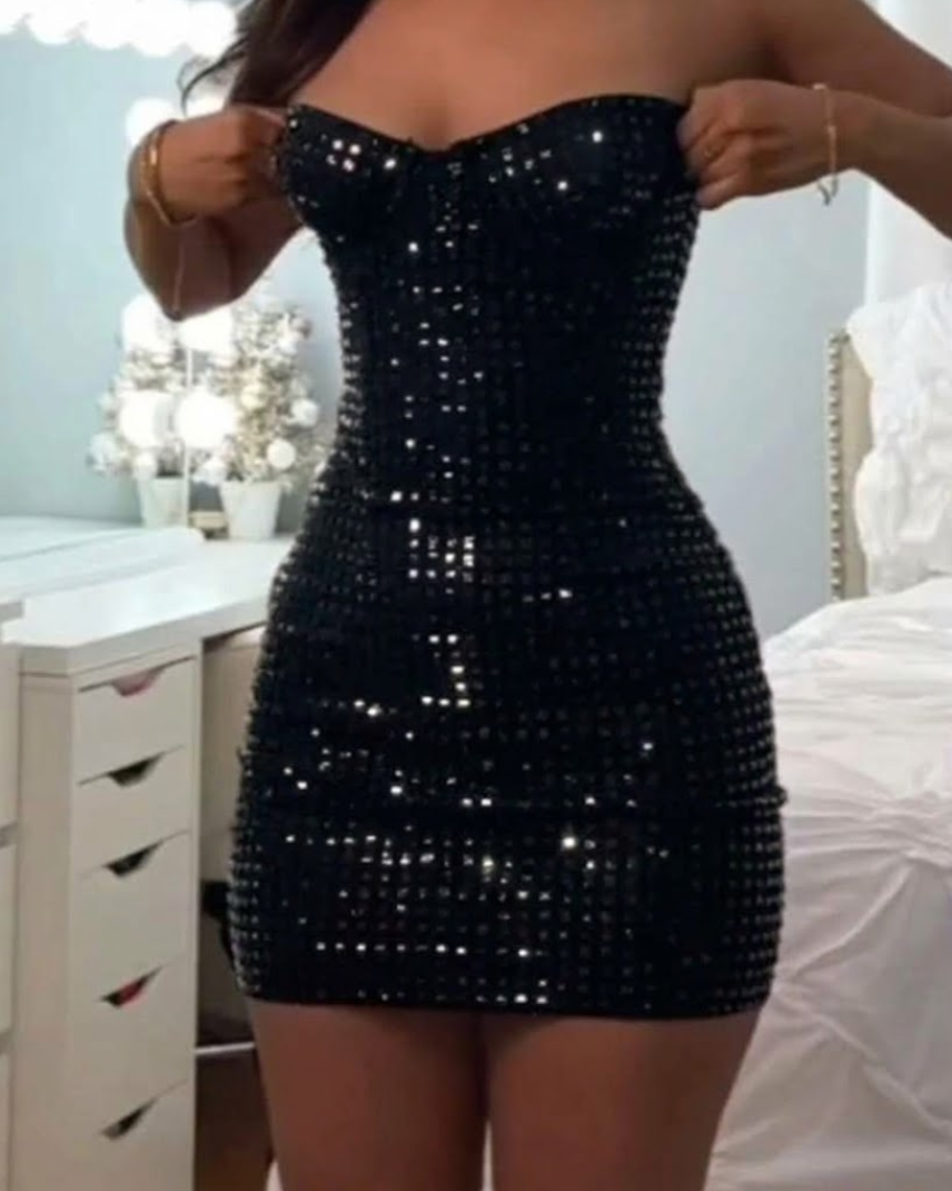 Sexy Mermaid Strapless Satin Sequin Short Homecoming Dress 20th Birthday Outfits C4714