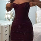 Sexy Mermaid Strapless Satin Sequin Short Homecoming Dress 20th Birthday Outfits C4714
