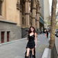 Unique Black A Line Spaghetti Straps Chiffon Lace Short Homecoming Dress 20th Birthday Outfits C4716