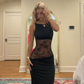 Stunning Mermaid Black Satin Lace Long Prom Dresses Formal Dress C4727