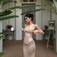 Robe de bal longue plissée en satin et dentelle, sexy, moulante, style sirène, bretelles spaghetti, C4731