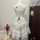 Princess A Line Strapless Satin Lace Beads Short Homecoming Dress 17th Birthday Outfits C4735