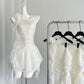 White A Line One Shoulder Chiffon Ruffles Short Homecoming Dress 16th Birthday Outfits C4745