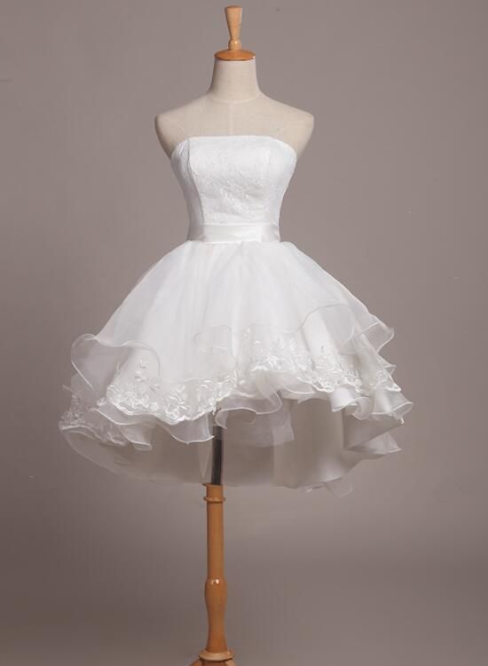 Sweet 16th White Ball Gown Satin Tulle Lace Short Homecoming Dress Birthday Outfits C4746
