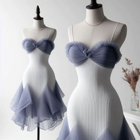 Sexy 19th Sheath Mermaid Spaghetti Straps Satin Short Homecoming Dress Birthday Outfits C4749
