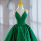 Classy Ball Gown Spaghetti Straps Green Satin Short Homecoming Dress 18th Birthday Outfits C4750