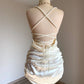 Mermaid Spaghetti Straps Satin Beads Pleated Short Homecoming Dress 19th Birthday Outfits C4756