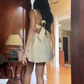 Robe de soirée courte en satin, coupe trapèze, élégante, tenue pour 19e anniversaire, C4757
