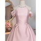 Simple A Line Scoop Neckline Short Birthday Outfits Pink Homecoming Dresses C476