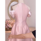 Simple A Line Scoop Neckline Short Birthday Outfits Pink Homecoming Dresses C476