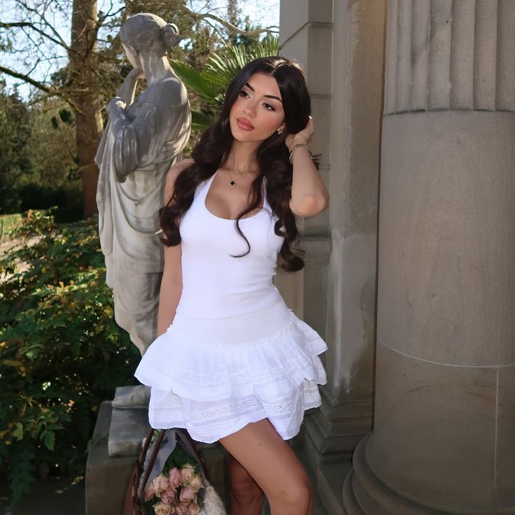 Cute White A Line Halter Satin Short Homecoming Dress 19th Birthday Outfits C4776