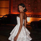 Unique A Line Spaghetti Straps Satin Short Homecoming Dress 20th Birthday Outfits C4778