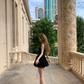 Classy A Line V Neck Black Satin Chiffon Short Homecoming Dress 20th Birthday Outfits C4779