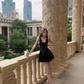 Classy A Line V Neck Black Satin Chiffon Short Homecoming Dress 20th Birthday Outfits C4779