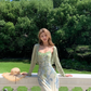 Robe de bal longue en satin imprimé sirène à bretelles spaghetti et dentelle C4786