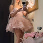 Sweet Ball Gown Off The Shoulder Satin Short Homecoming Dress 18th Birthday Outfits C4800