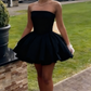 Pretty A Line Strapless Satin Back With Bow Short Homecoming Dress 18th Birthday Outfits C4802