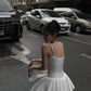 Pretty A Line Spaghetti Straps Satin Beads Short Homecoming Dress 16th Birthday Outfits C4805